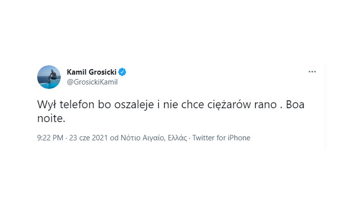 TWEET Kamila Grosickiego po ODPADNIĘCIU Polski z EURO 2020